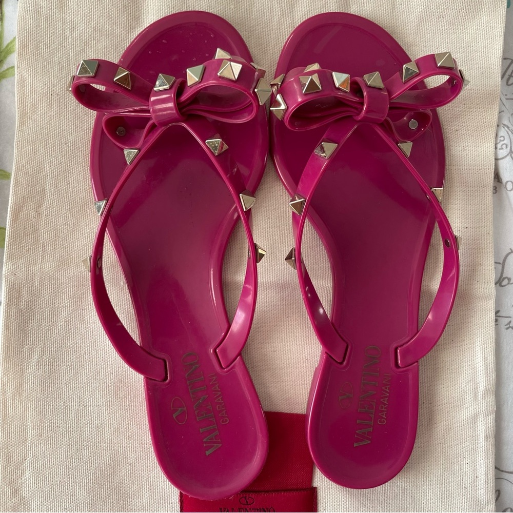 Valentino Rockstud Jelly Thong Sandals